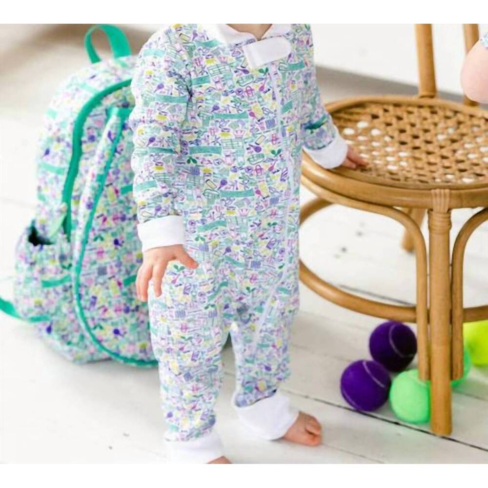 NEW JOY STREET sport zip onesie in tennis print